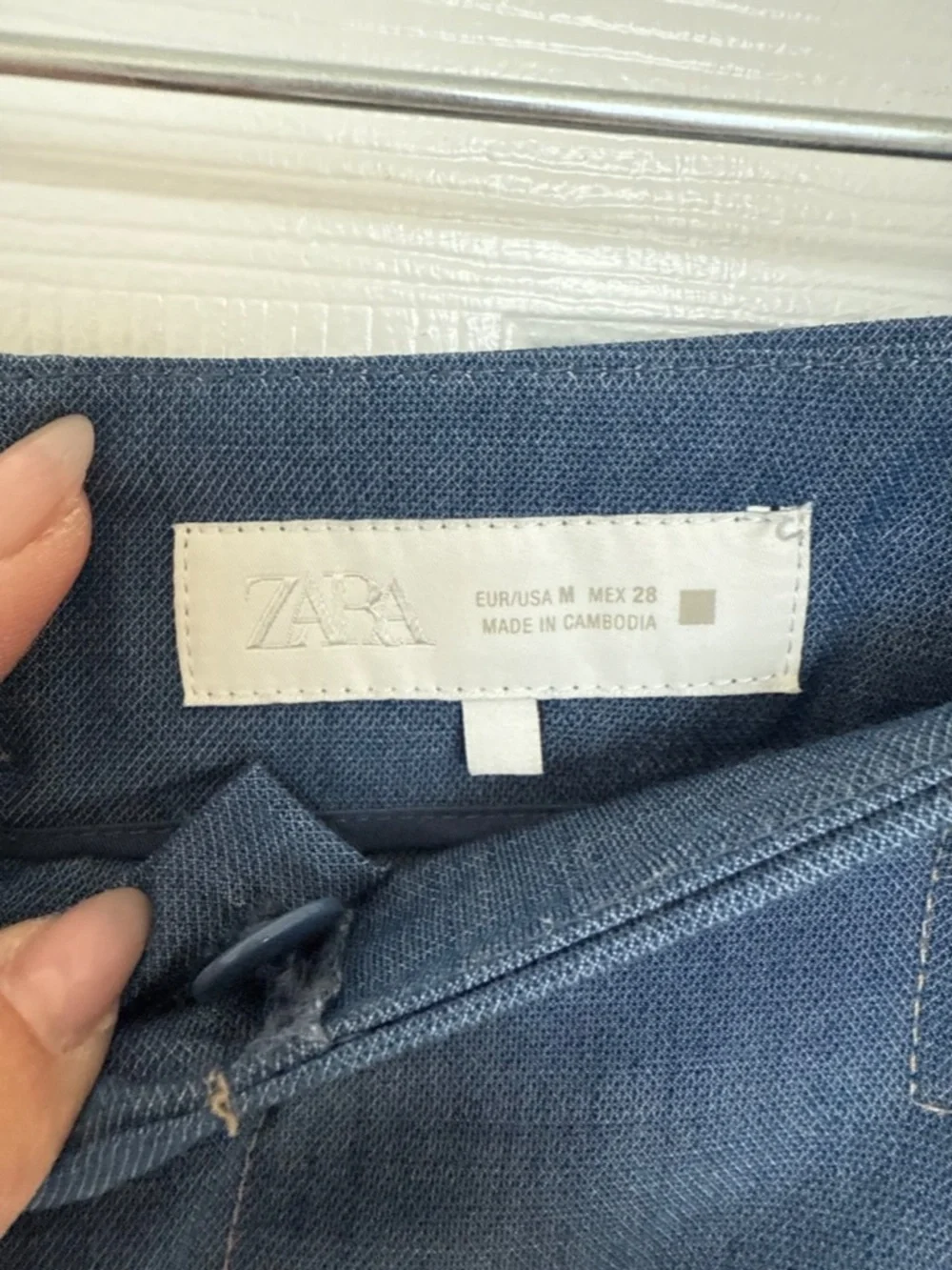 Zara Chambray Wide Leg Wrap Pants Blue High Waist Lightweight Tencel Lyocell Loo